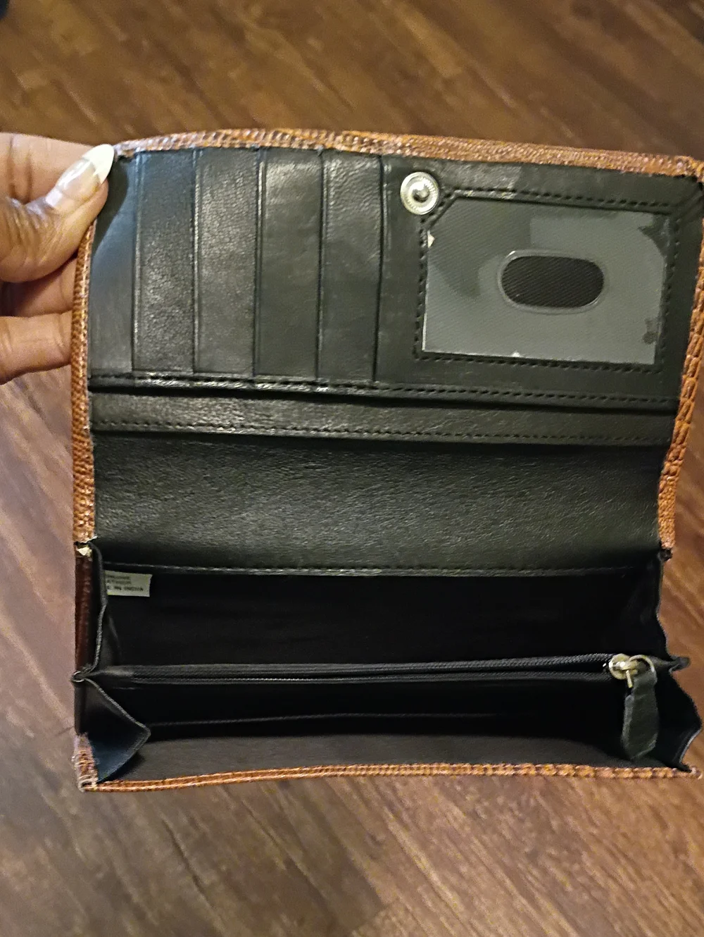 Textured Brown Women's Genuine Leather Clutch Wallet Multi Compartment